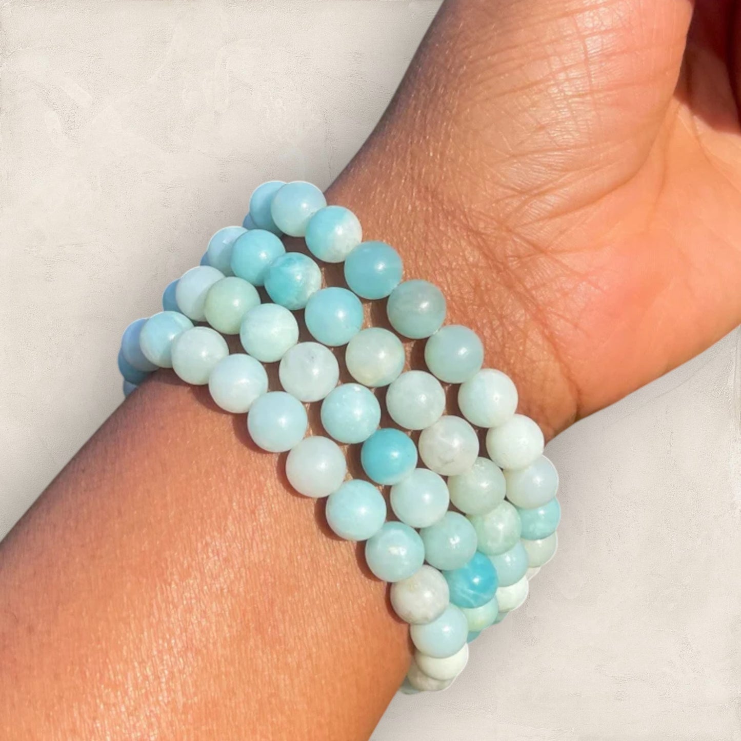 AAA+ Amazonite Crystal Healing Bracelet - Energizes  throat chakra