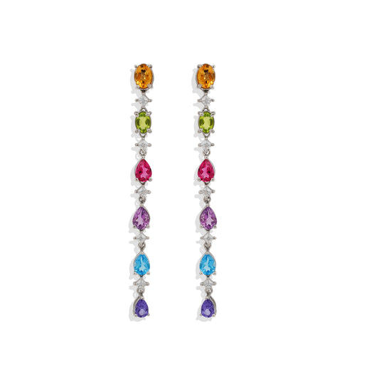 Radiant Lab-Made Gemstone Dangle Drop Earrings