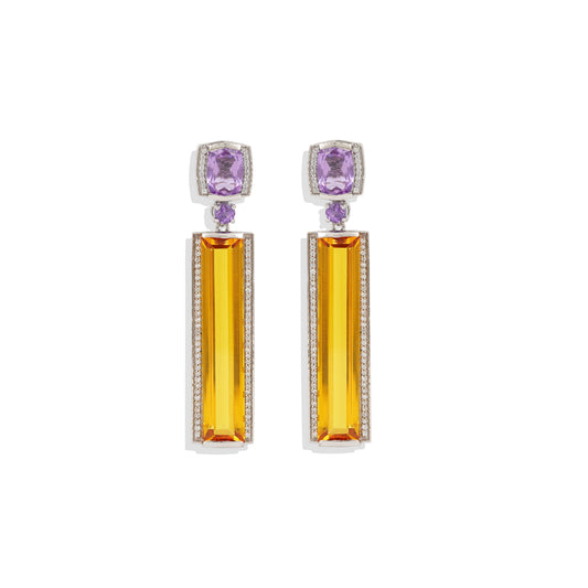 Radiant Lab-Made Gemstone Dangle Drop Earrings