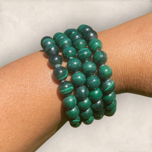 AAA+ Malachite Healing Crystals Stretchy Beads Bracelet  - Manifestation