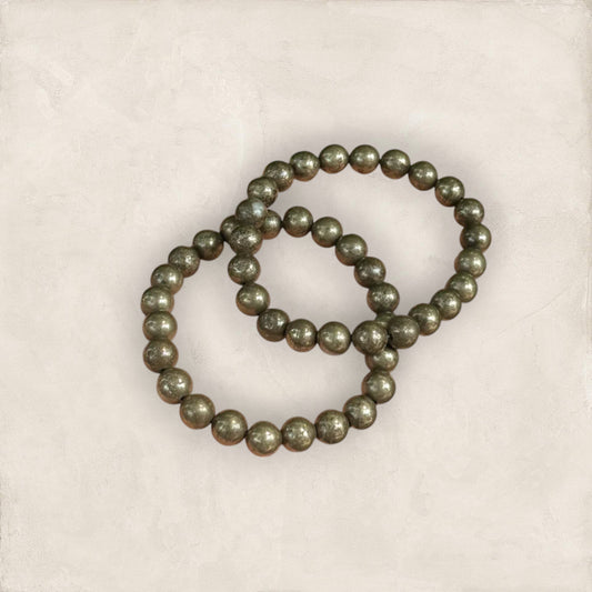 AAA+ Pyrite Beaded Bracelet Pyrite Stretchy String