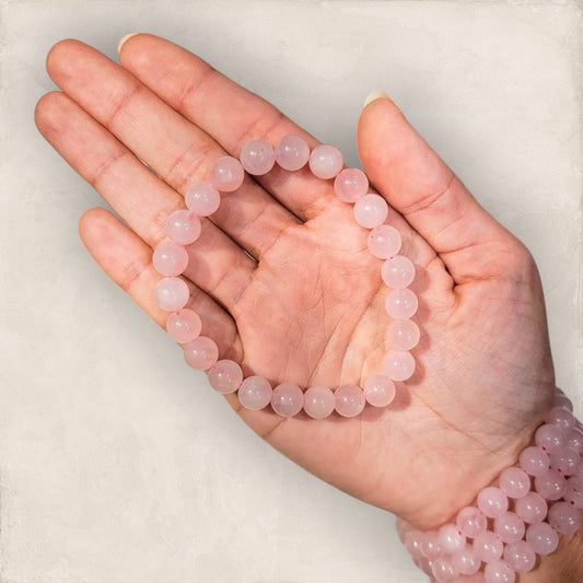 AAA+ Natural Rose Quartz Stone Stretch Bracelet- Delicate Heart Chakra