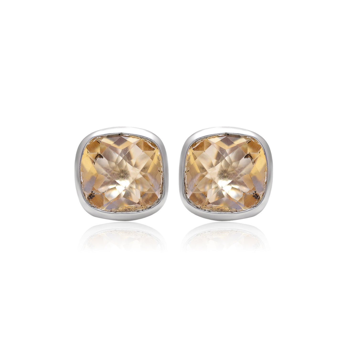 925 Sterling Silver Natural Citrine Stud Earring