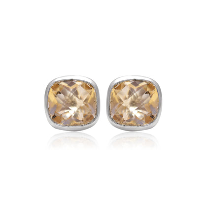 925 Sterling Silver Natural Citrine Stud Earring