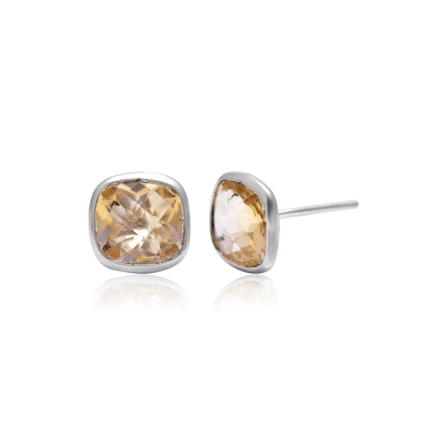 925 Sterling Silver Natural Citrine Stud Earring