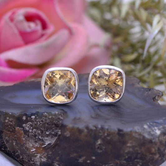 925 Sterling Silver Natural Citrine Stud Earring