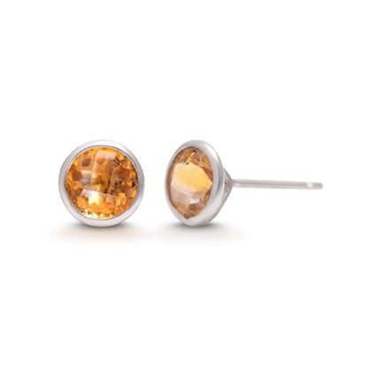 925 Sterling Silver Natural Citrine Star Stud Earring