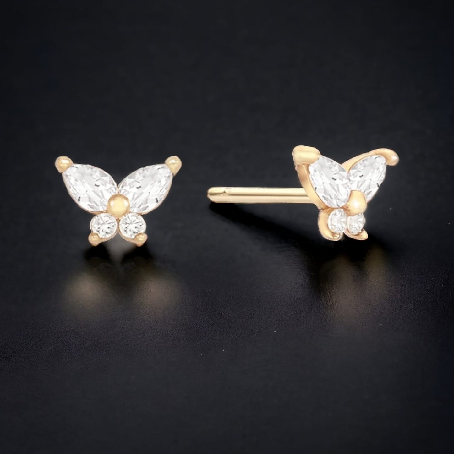 Moissanite Tiny Butterfly Stud Earrings