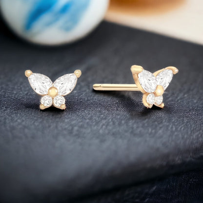 Moissanite Tiny Butterfly Stud Earrings