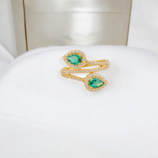 Lab Created Emerald Ring , 925 Sterling Silver Ring With AAA American DiamondS