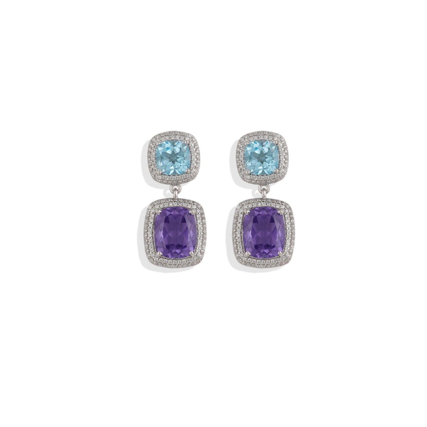 Radiant Lab-Made Gemstone Dangle Drop Earrings