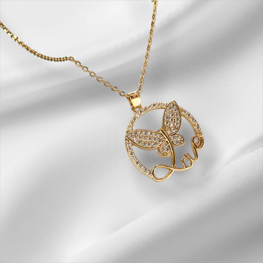 Gold Plated on 925 Sterling Silver Butterfly Pendant  For Women - Love Pendant Necklace